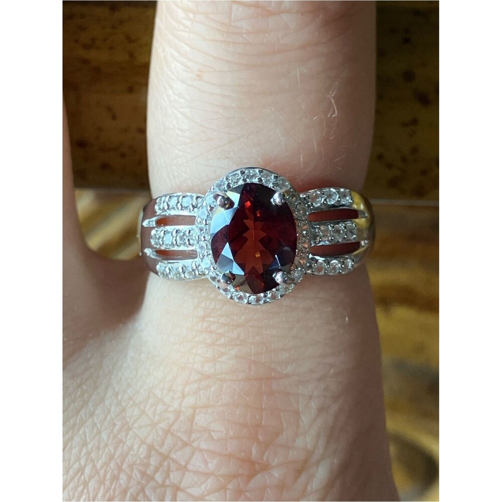 Red Labradorite Sterling Silver Ring Size 8